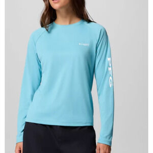 Columbia PFG Tidal Tee™ II Long Sleeve Shirt Women’s Size M Blue and White